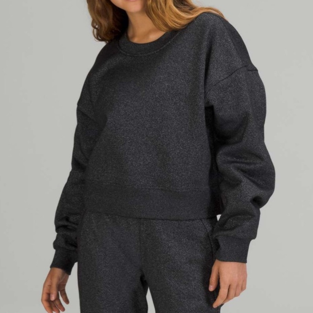 Lululemon Perfectly Oversized Cropped Crew Sparkle Glitter Sweatshirt Size 4/6
